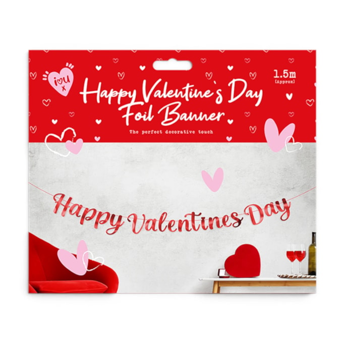 Wholesale Happy Valentine's Day Foil Banner 1.5M | Wholesale Direct