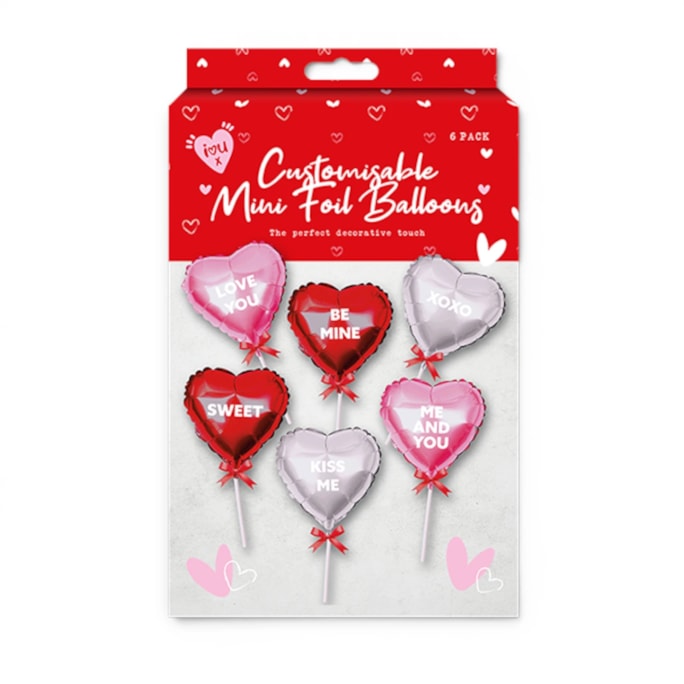 Wholesale Valentine's Customisable Mini Foil Balloons 6 Pack | Wholesale Direct