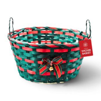 Wholesale Striped Wicker Basket with Handle & Bell 30cm | Wholesale Direct