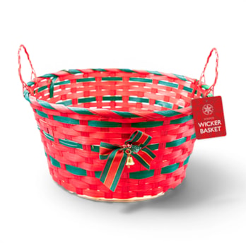 Wholesale Striped Wicker Basket with Handle & Bell 30cm | Wholesale Direct