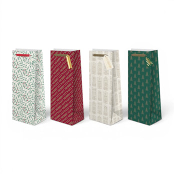 Wholesale Christmas Luxury Foiled Bottle Bag | Wholesale Direct Wholesale Christmas Luxury Foiled Bottle Bag | Wholesale Direct
