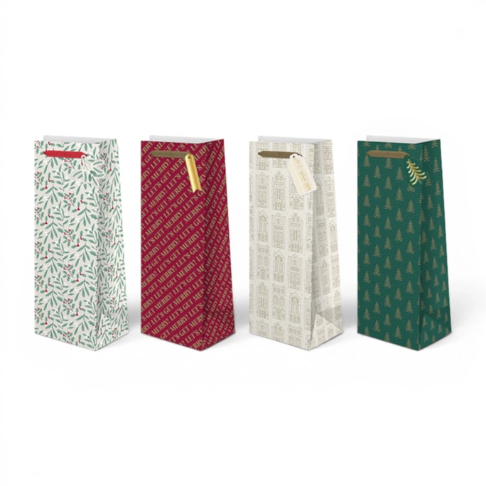 Wholesale Christmas Luxury Foiled Bottle Bag | Wholesale Direct