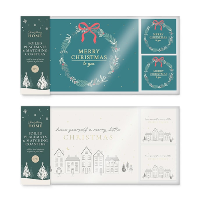Wholesale Foiled Coasters & Placemats 4pk | Wholesale Direct