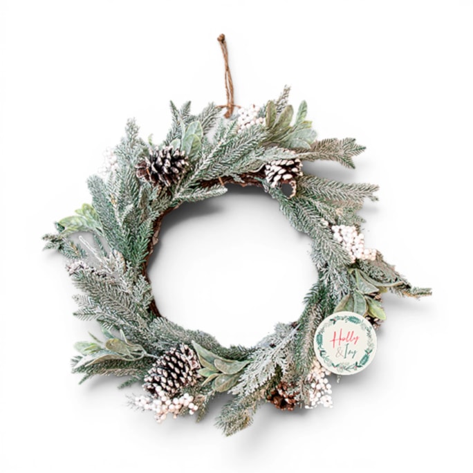 Wholesale Frosted Wreath 55cm | Wholesale Direct Wholesale Frosted Wreath 55cm | Wholesale Direct