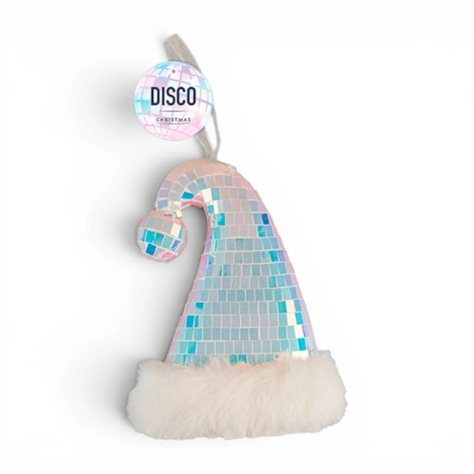 Wholesale Hanging Iridescent Disco Santa Hat 15cm | Wholesale Direct