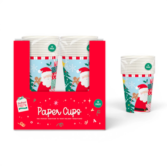 Wholesale Christmas Kids Printed Paper Cups 270ml 10pk CDU | Wholesale Direct