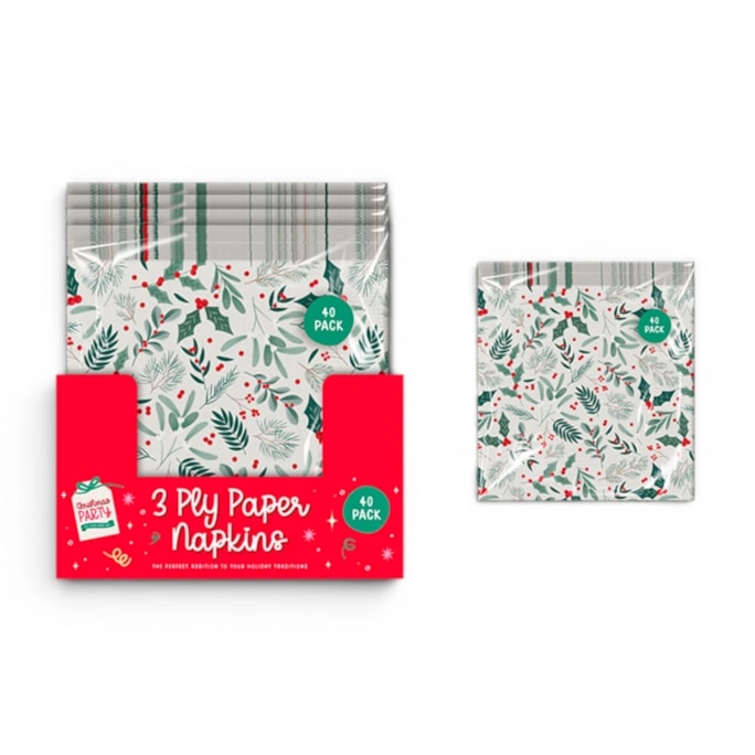 Wholesale Christmas Printed 3 Ply Napkins 40pk CDU | Wholesale Direct Wholesale Christmas Printed 3 Ply Napkins 40pk CDU | Wholesale Direct