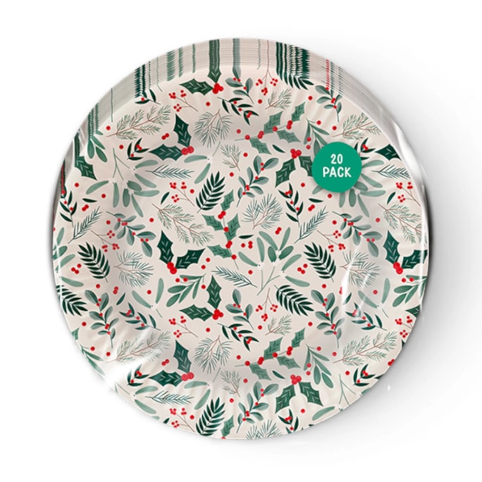 Wholesale Plastic Free Christmas Printed Paper Plates 20pk CDU | Wholesale Direct Wholesale Plastic Free Christmas Printed Paper Plates 20pk CDU | Wholesale Direct