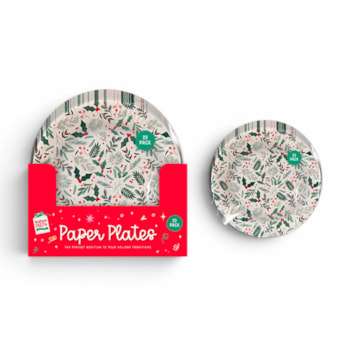 Wholesale Plastic Free Christmas Printed Paper Plates 20pk CDU | Wholesale Direct