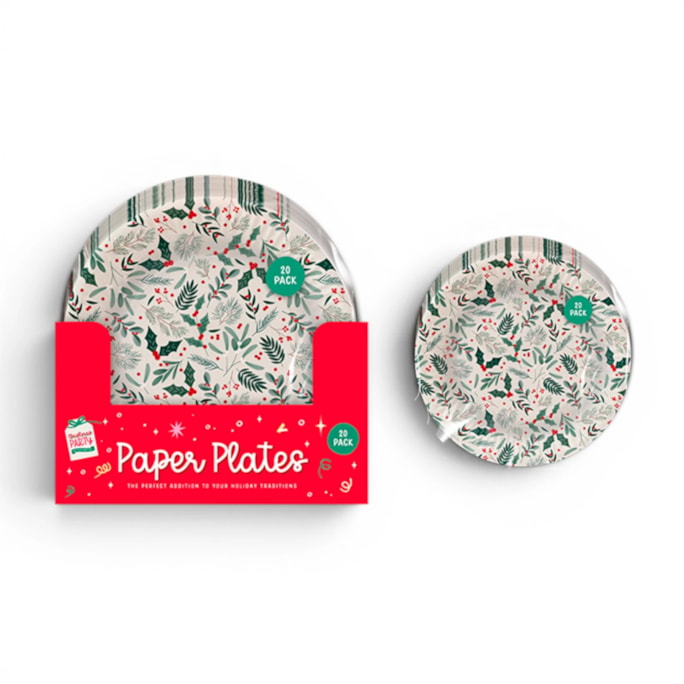 Wholesale Plastic Free Christmas Printed Paper Plates 20pk CDU | Wholesale Direct
