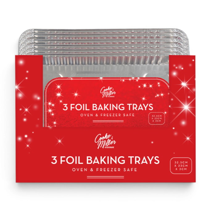 Wholesale Foil Baking Trays 32.5cm x 23cm x 3cm 3pk CDU | Wholesale Direct
