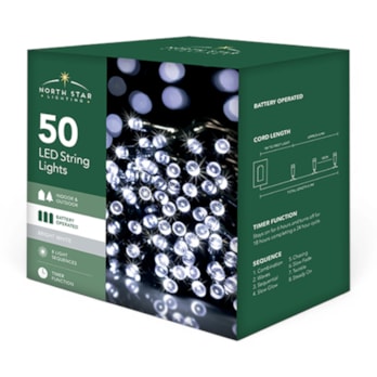 Wholesale 50 Battery Operated Bright White String Lights 5.9m CDU | Wholesale Direct