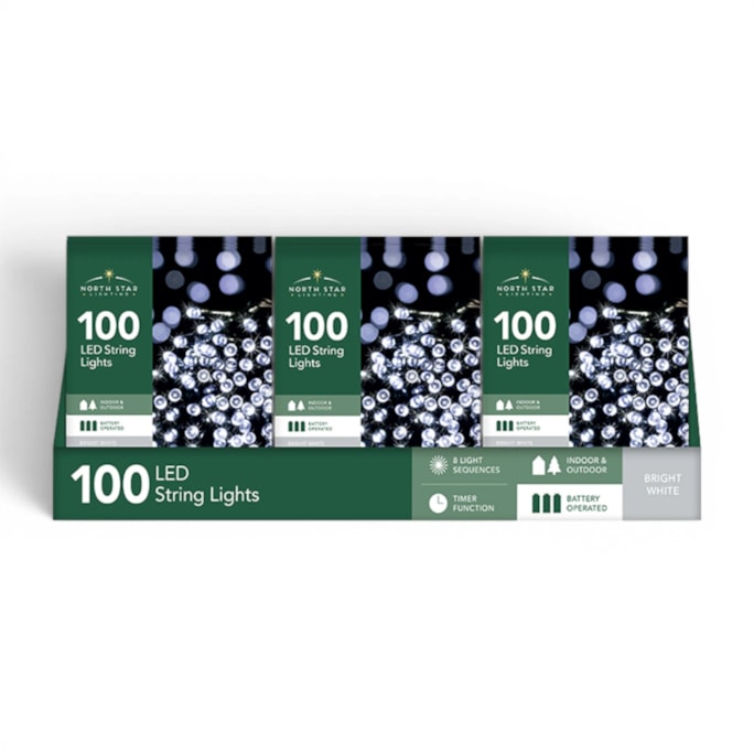 Wholesale 100 Battery Operated Bright White String Lights 10.9m CDU | Wholesale Direct