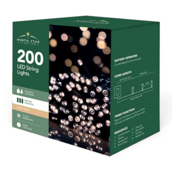Wholesale 200 Battery Operated Warm White String Lights 20.9m CDU | Wholesale Direct