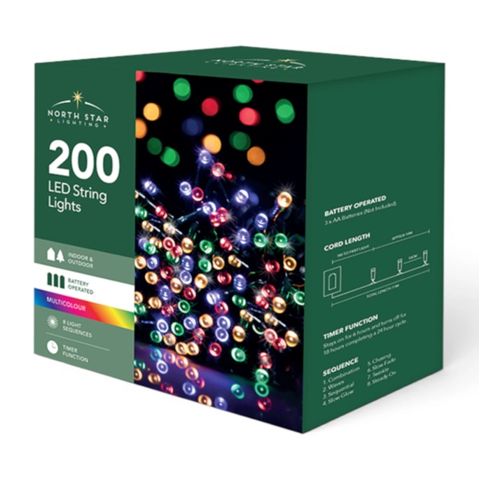 Wholesale 200 Battery Operated Multi-Coloured String Lights 20.9m CDU | Wholesale Direct Wholesale 200 Battery Operated Multi-Coloured String Lights 20.9m CDU | Wholesale Direct