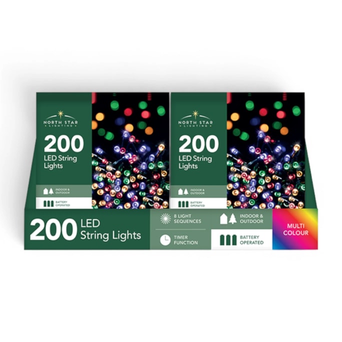 Wholesale 200 Battery Operated Multi-Coloured String Lights 20.9m CDU | Wholesale Direct Wholesale 200 Battery Operated Multi-Coloured String Lights 20.9m CDU | Wholesale Direct