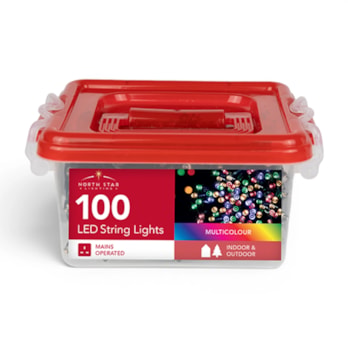 Wholesale 100 LED Mains Operated Multi-Coloured String Lights with Storage Box | Wholesale Direct