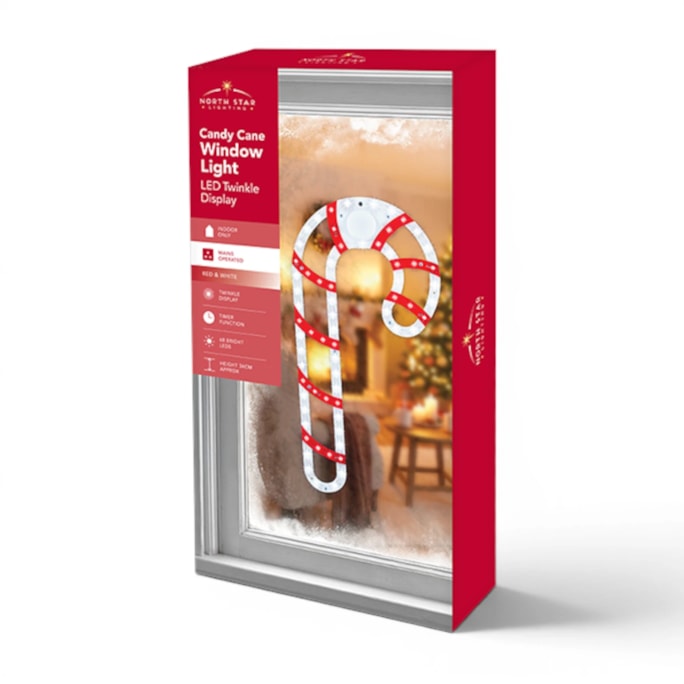Wholesale LED Mains Operated Twinkle Candy Cane Window Light 34cm | Wholesale Direct
