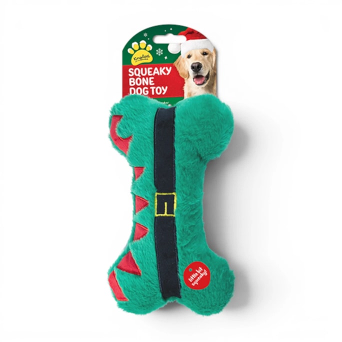 Wholesale Christmas Squeaky Plush Bone Dog Toy | Wholesale Direct