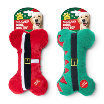 Wholesale Christmas Squeaky Plush Bone Dog Toy | Wholesale Direct