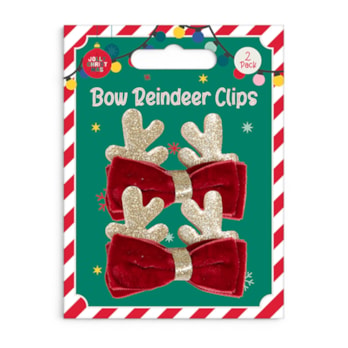 Wholesale Christmas Bow Reindeer Clips 2pk | Wholesale Direct