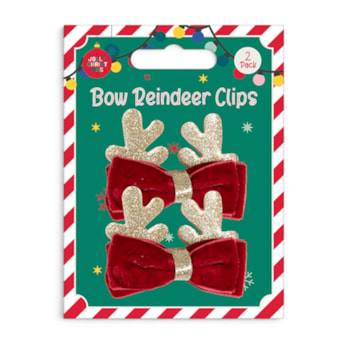 Wholesale Christmas Bow Reindeer Clips 2pk | Wholesale Direct