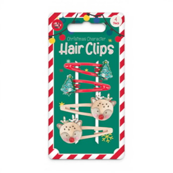 Wholesale Christmas Character Hair Clips 4pk | Wholesale Direct