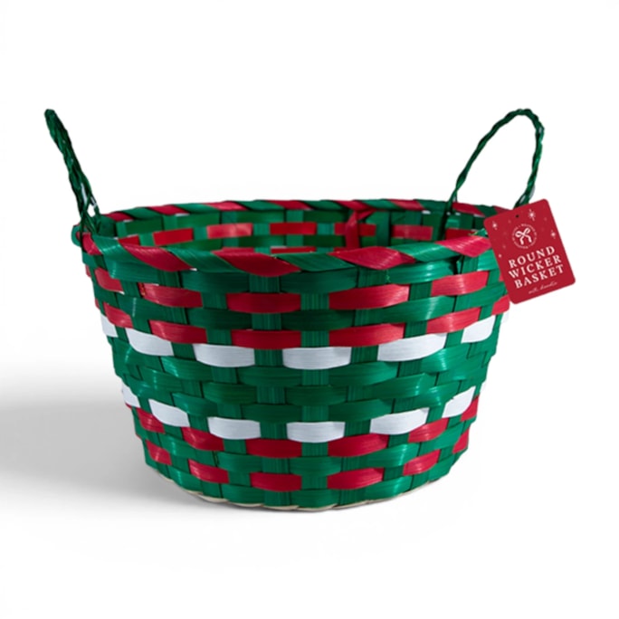Wholesale Round Wicker Basket with Handles 30cm | Wholesale Direct