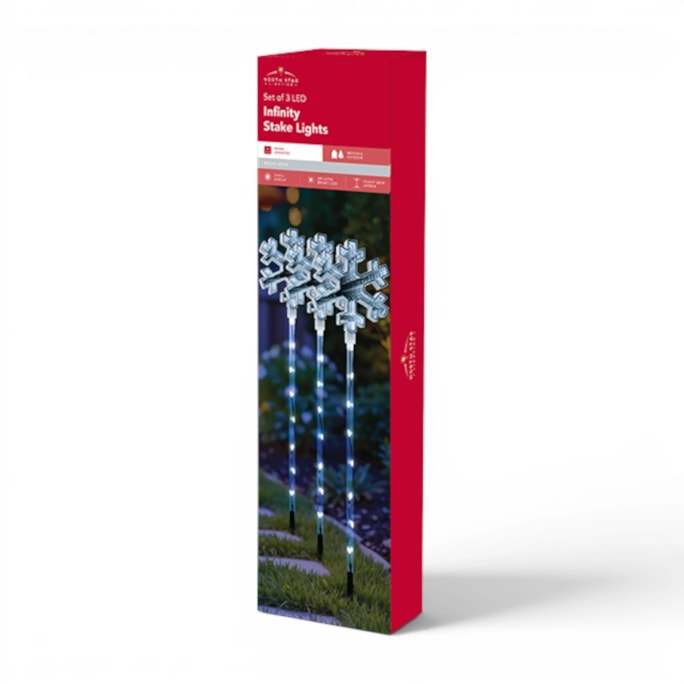 Wholesale LED Mains Operated Snowflake Infinity Stake Light 3pk CDU | Wholesale Direct