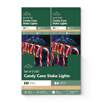 Wholesale LED Battery Operated Candy Cane Stake Lights 5pk CDU | Wholesale Direct
