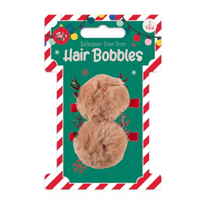 Wholesale Reindeer Pom Pom Hair Bobbles 2pk | Wholesale Direct