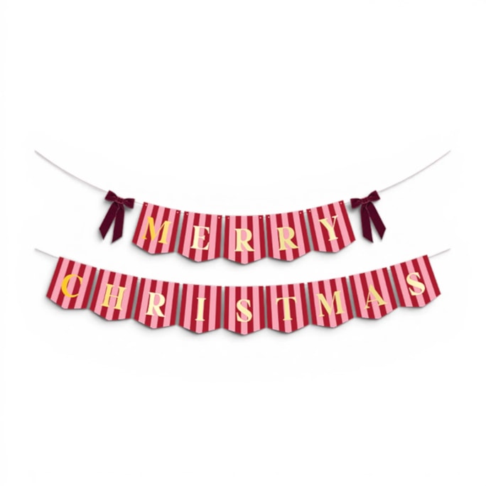 Wholesale Merry Christmas Banner with Velvet Bows | Wholesale Direct Wholesale Merry Christmas Banner with Velvet Bows | Wholesale Direct