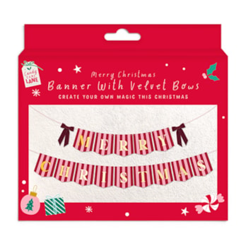 Wholesale Merry Christmas Banner with Velvet Bows | Wholesale Direct Wholesale Merry Christmas Banner with Velvet Bows | Wholesale Direct