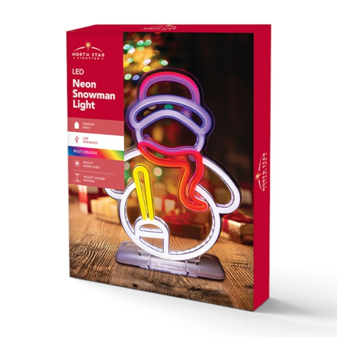 Wholesale LED Snowman Neon Light 24.5cm CDU | Wholesale Direct Wholesale LED Snowman Neon Light 24.5cm CDU | Wholesale Direct