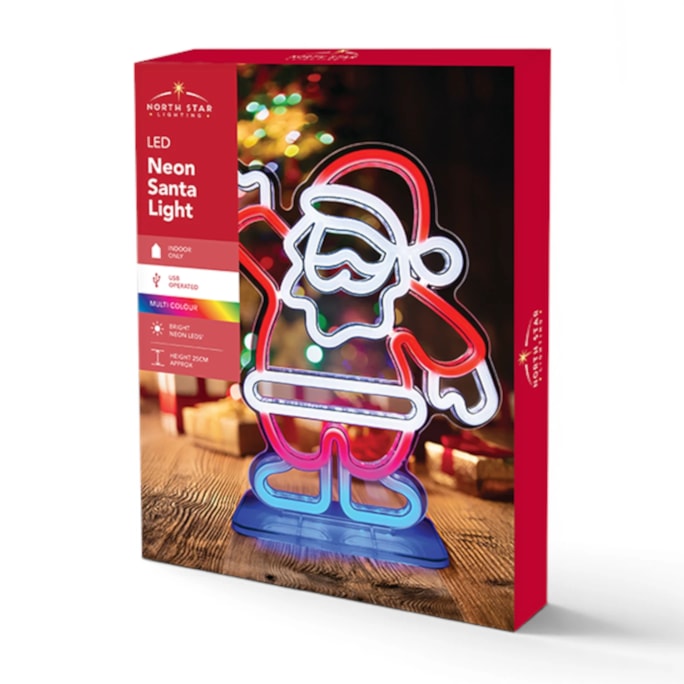 Wholesale LED Santa Neon Light 25cm CDU | Wholesale Direct Wholesale LED Santa Neon Light 25cm CDU | Wholesale Direct