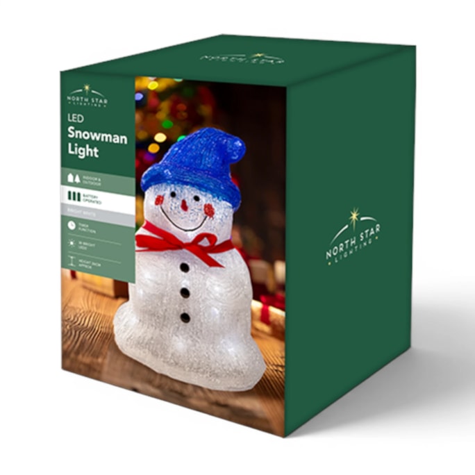 Wholesale LED Battery Operated Bright White Snowman Light 26cm | Wholesale Direct