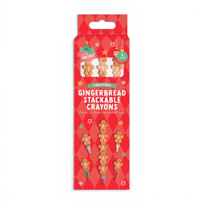 Wholesale Gingerbread Stackable Crayons 3pk | Wholesale Direct Wholesale Gingerbread Stackable Crayons 3pk | Wholesale Direct