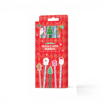 Wholesale Christmas Pencils & Rubbers 5pk | Wholesale Direct