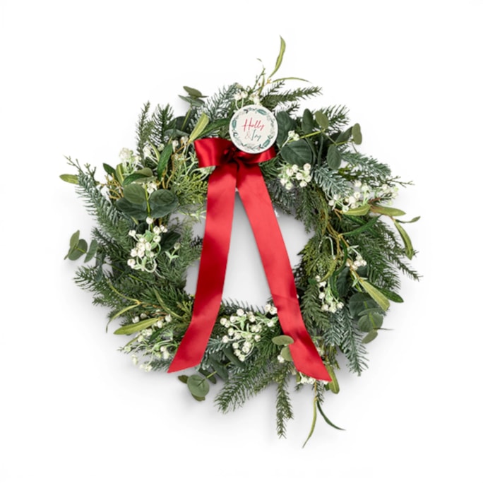 Wholesale White Berry Bow Wreath 50cm | Wholesale Direct