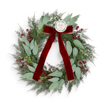 Wholesale Red Berry Bow Wreath 50cm | Wholesale Direct Wholesale Red Berry Bow Wreath 50cm | Wholesale Direct
