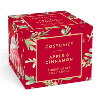 Wholesale Christmas Apple and Cinnamon Ribbed Glass Candle 3oz | Wholesale Direct