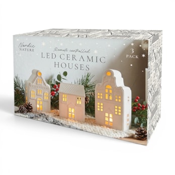 Wholesale Light Up Nordic Houses 3pk | Wholesale Direct