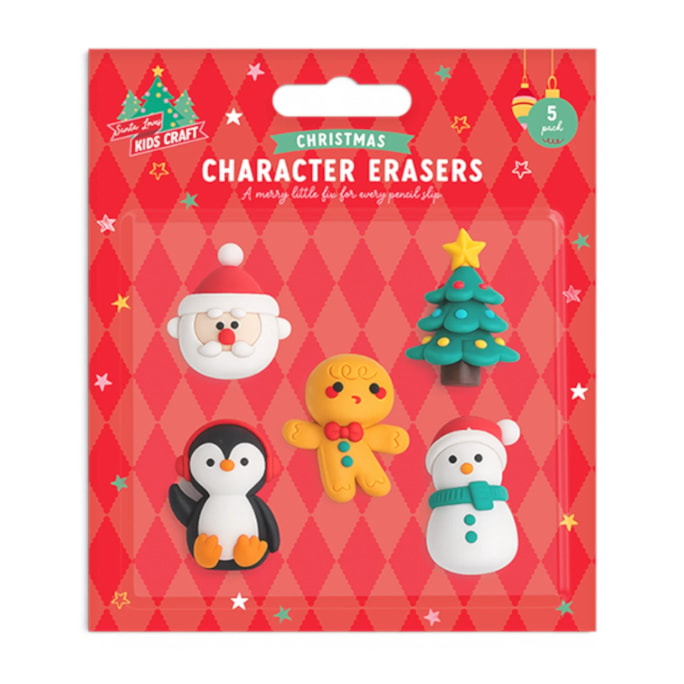 Wholesale Christmas Character Erasers 5pk | Wholesale Direct