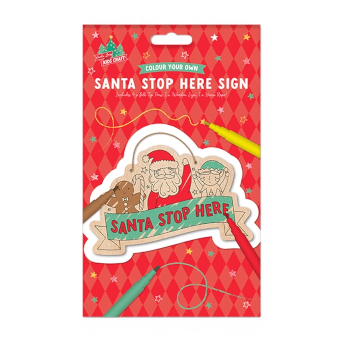 Wholesale Colour Your Own Santa Stop Here Sign | Wholesale Direct