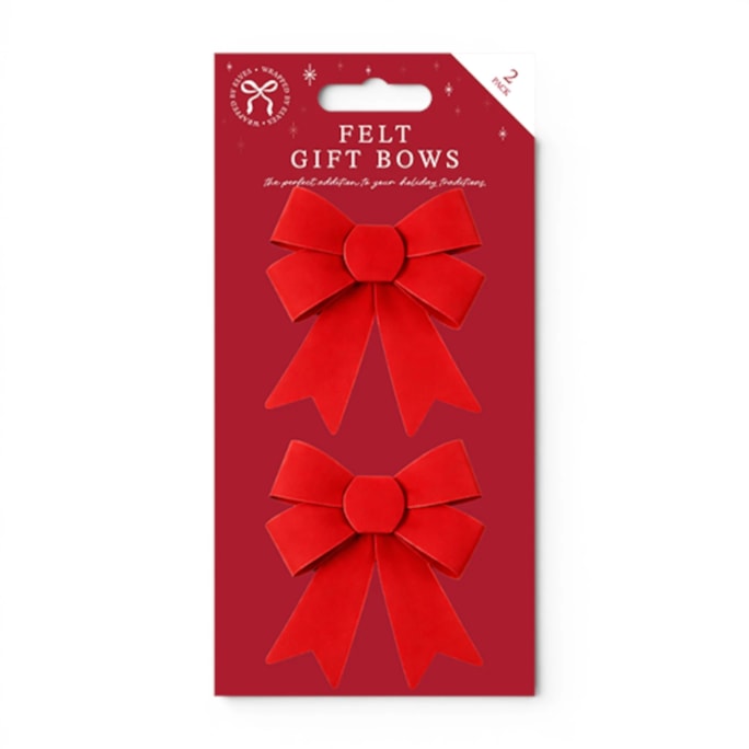 Wholesale Christmas Felt Gift Bows 2pk | Wholesale Direct
