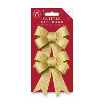 Wholesale Christmas Glitter Gift Bows 2pk | Wholesale Direct