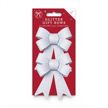 Wholesale Christmas Glitter Gift Bows 2pk | Wholesale Direct
