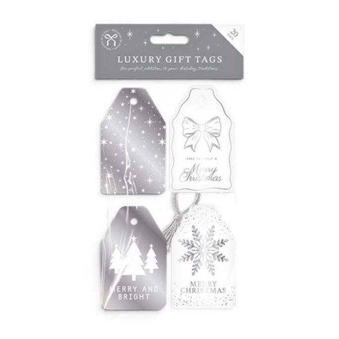 Wholesale Luxury Silver Gift Tags 20pk | Wholesale Direct