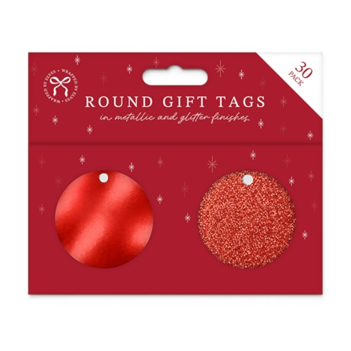 Wholesale Circle Foil & Glitter Gift Tags 30pk | Wholesale Direct