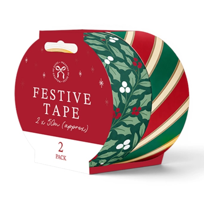 Wholesale Christmas Printed Tape 50m 2pk | Wholesale Direct